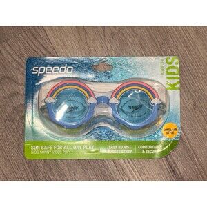 Speedo Kids Sunny Vibes Pop Rainbow Swimming Goggles Ages 3-6 UV Protection NEW